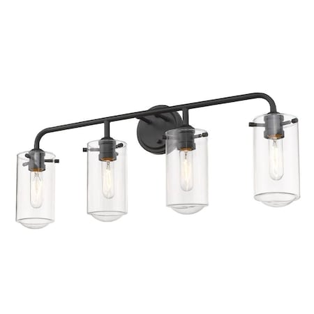 Z-Lite Delaney 4 Light Vanity, Matte Black & Clear 471-4V-MB